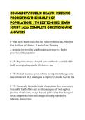 COMMUNITY PUBLIC HEALTH NURSING PROMOTING THE HEALTH OF POPULATIONS 7TH EDITION NIES EXAM SCRIPT 2026 COMPLETE QUESTIONS AND ANSWERS
