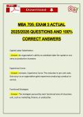 MBA 705&colon; EXAM 3 ACTUAL 2026 QUESTIONS AND 100&percnt; CORRECT ANSWERS