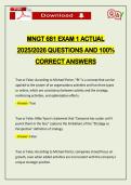 MNGT 681 EXAM 1 ACTUAL 2026 QUESTIONS AND 100&percnt; CORRECT ANSWERS