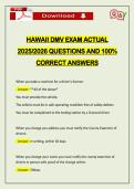 HAWAII DMV EXAM ACTUAL 2026 QUESTIONS AND 100&percnt; CORRECT ANSWERS