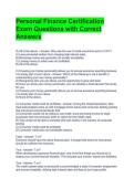 Personal Finance Certification Exam Questions with Correct Answers 