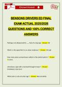 BENSONS DRIVERS ED FINAL EXAM ACTUAL 2026 QUESTIONS AND 100&percnt; CORRECT ANSWERS