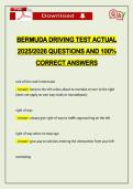 BERMUDA DRIVING TEST ACTUAL 2026 QUESTIONS AND 100&percnt; CORRECT ANSWERS