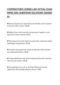 CONTRACTORS LICENSE LAW ACTUAL EXAM PAPER 2026 QUESTIONS SOLUTIONS GRADED A&plus;