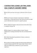 CONTRACTORS LICENSE LAW FINAL PAPER 2026 COMPLETE ANSWERS VERIFIED