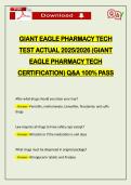 GIANT EAGLE PHARMACY TECH TEST ACTUAL 2026 &lpar;GIANT EAGLE PHARMACY TECH CERTIFICATION&rpar; Q&A 100&percnt; PASS
