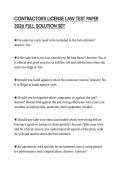 CONTRACTORS LICENSE LAW TEST PAPER 2026 FULL SOLUTION SET