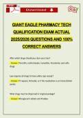 GIANT EAGLE PHARMACY TECH QUALIFICATION EXAM ACTUAL 2026 QUESTIONS AND 100&percnt; CORRECT ANSWERS