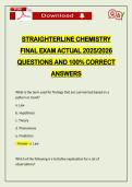 STRAIGHTERLINE CHEMISTRY FINAL EXAM ACTUAL 2026 QUESTIONS AND 100&percnt; CORRECT ANSWERS