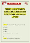 ACS GEN CHEM 2 FINAL EXAM STUDY GUIDE ACTUAL 2026 QUESTIONS AND 100&percnt; CORRECT ANSWERS