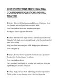 CORE POWER YOGA TESTS EXAM 2026 COMPREHENSIVE QUESTIONS AND FULL SOLUTION