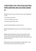 CORE POWER YOGA TESTS EXAM 2026 FINAL PAPER QUESTIONS AND SOLUTIONS GRADED A&plus;