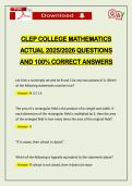 CLEP COLLEGE MATHEMATICS ACTUAL 2026 QUESTIONS AND 100&percnt; CORRECT ANSWERS