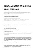 Fundamentals of Nursing Final Test Bank &ndash; Questions and Verified Answers &lpar;2026&rpar;