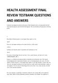 Health Assessment Final Review &ndash; Test Bank Questions and Verified Answers &lpar;2026&rpar;