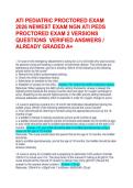 ATI PEDIATRIC PROCTORED EXAM 2026 NEWEST EXAM NGN ATI PEDS PROCTORED EXAM 2 VERSIONS QUESTIONS  VERIFIED ANSWERS &sol; ALREADY GRADED A&plus;
