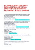 ATI PEDIATRIC FINAL PROCTORED EXAM LATEST 2026-2027 ACTUAL EXAM COMPLETE 70 QUESTIONS AND CORRECT DETAILED ANSWERS