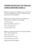 CERTIFIED PEER SPECIALIST TEST PAPER 2026 COMPLETE RESPONSES GRADED A&plus;