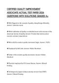 CERTIFIED QUALITY IMPROVEMENT ASSOCIATE ACTUAL TEST PAPER 2026 QUESTIONS WITH SOLUTIONS GRADED A&plus;