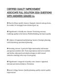 CERTIFIED QUALITY IMPROVEMENT ASSOCIATE FULL SOLUTION 2026 QUESTIONS WITH ANSWERS GRADED A&plus;
