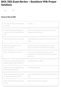 BIOL 1322 Exam Review &ndash; Questions With Proper Solutions