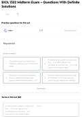 BIOL 1322 Midterm Exam &ndash; Questions With Definite Solutions