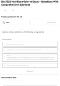 Biol 1322 Nutrition Midterm Exam &ndash; Questions With Comprehensive Solutions