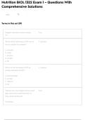 Nutrition BIOL 1322 Exam 1 &ndash; Questions With Comprehensive Solutions