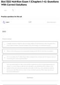 Biol 1322 Nutrition Exam 1 &lpar;Chapters 1-4&rpar;&colon; Questions With Correct Solutions