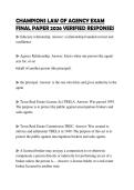 CHAMPIONS LAW OF AGENCY EXAM FINAL PAPER 2026 VERIFIED RESPONSES