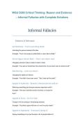 WGU D265 Critical Thinking&colon; Reason and Evidence &ndash; Informal Fallacies &ndash; Western Governors University &ndash; Academic Year 2026&sol;2027 &ndash; Complete Explanations and Solutions