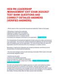 HESI RN LEADERSHIP &sol;MANAGEMENT EXIT EXAM 2025&sol;2027 TEST BANK QUESTIONS AND CORRECT DETAILED ANSWERS  &lpar;VERIFIED ANSWERS&rpar;