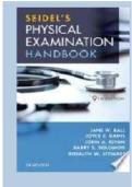 Test Bank for Seidel's Guide to Physical Examination&comma; 9th Edition by Ball