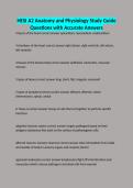 HESI A2 Anatomy and Physiology Study Guide Questions with Accurate Answers