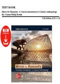 Test Bank &ndash; Mirror for Humanity&colon; A Concise Introduction to Cultural Anthropology&comma; 13th Edition by Conrad Kottak &vert; All Chapters 1&ndash;13