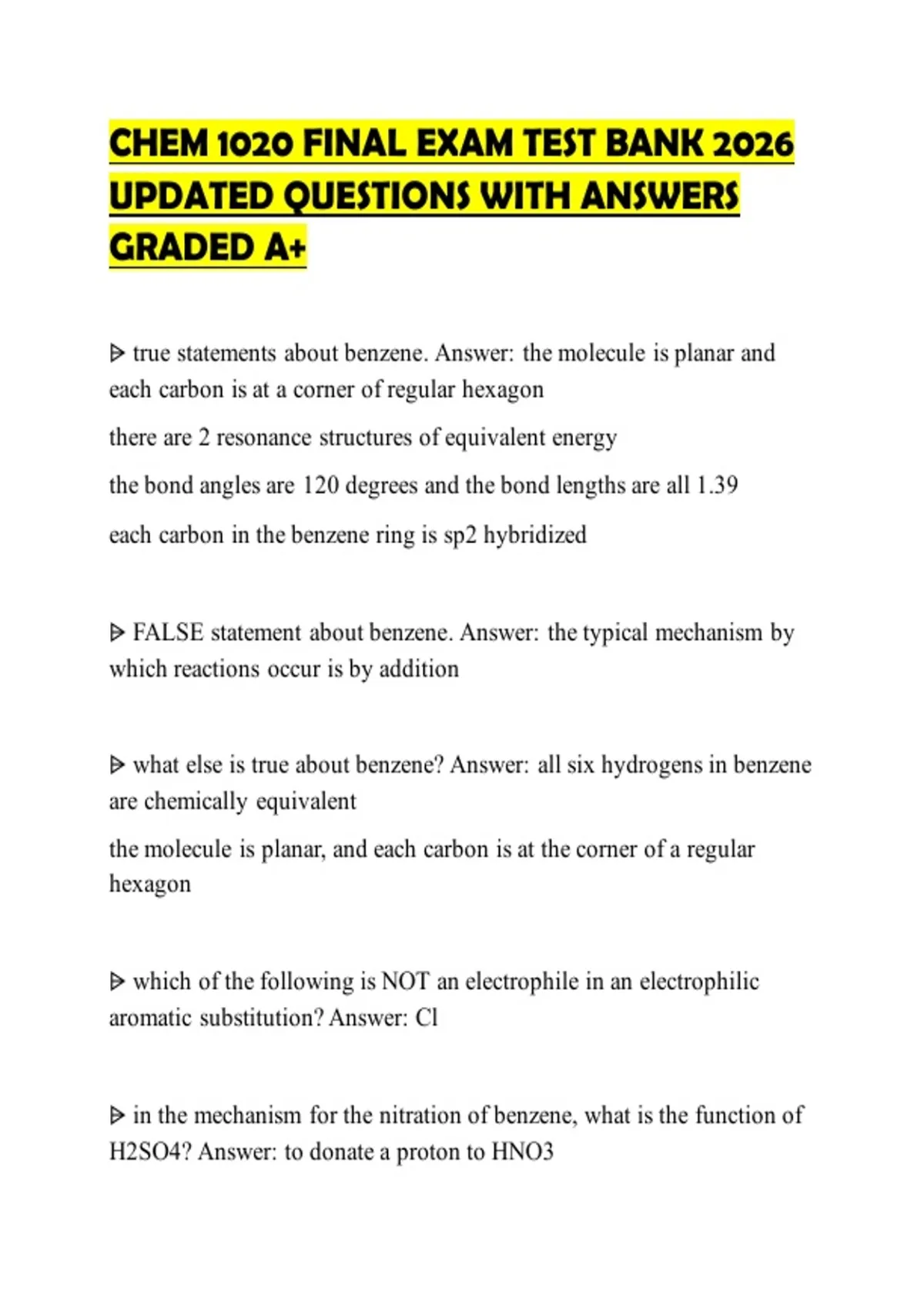CHEM 1020 FINAL EXAM TEST BANK 2026 UPDATED QUESTIONS WITH ANSWERS ...
