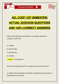 4CL CCEP &lpar;1ST SEMESTER&rpar; ACTUAL 2026 QUESTIONS AND 100&percnt; CORRECT ANSWERS