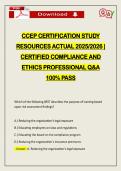 CCEP CERTIFICATION STUDY RESOURCES ACTUAL 2026 &vert; CERTIFIED COMPLIANCE AND ETHICS PROFESSIONAL Q&A 100&percnt; PASS