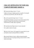 CHILD LIFE CERTIFICATION TEST PAPER 2026 COMPLETE RESPONSES GRADED A&plus;