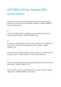 CPST 7800 Final Exam Questions With Correct Answers