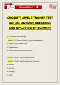 CROSSFIT LEVEL 3 TRAINER TEST ACTUAL 2026 QUESTIONS AND 100&percnt; CORRECT ANSWERS