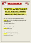 TOP DRIVER ILLINOIS FINAL EXAM ACTUAL 2026 QUESTIONS AND 100&percnt; CORRECT ANSWERS