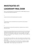 Investigated ATI Leadership Final Exam 2026 &vert; Nursing Questions & Answers A&plus;