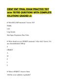 CIEMT EMT FINAL EXAM PRACTICE TEST 2026 TESTED QUESTIONS WITH COMPLETE SOLUTIONS GRADED A&plus;