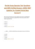Florida Pump Operator Test    Questions  and 100&percnt; Verified Answers &vert;2026&sol; 2027  Updated &vert;A&plus; Graded&vert; Brand New  Version&excl;&excl;&excl;