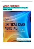 NEW 2026&sol;2027 Package for Latest Test Bank Introduction To Critical Care Nursing 9th Edition by Sole&sol; 2026&sol;2027 Update
