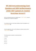MT AAB Immunohematology Exam  Questions and 100&percnt; Verified Answers  &vert;2026&sol; 2027 Updated &vert;A&plus; Graded&vert;  Brand New Version&excl;&excl;&excl; 