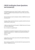 CRCR Certification Exam Questions and Answers