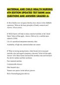 MATERNAL AND CHILD HEALTH NURSING 8TH EDITION UPDATED TEST BANK 2026 QUESTIONS AND ANSWERS GRADED A&plus;