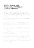 Certified Revenue Cycle Representative &lpar;CRCR&rpar; Exam Questions & Answers